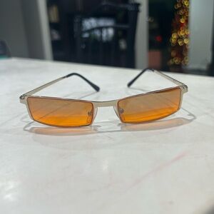 Stylish Orange Rectangular Sunglasses sporty angular square sun glasses polished